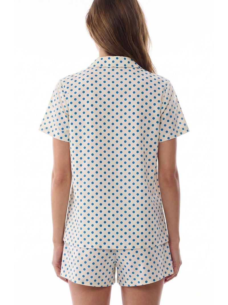 Completo pigiama con camicia e shorts a pois, maniche corte penti Bianco sporco - Kiabi
