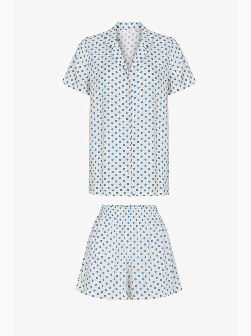 Completo pigiama con camicia e shorts a pois, maniche corte penti Bianco sporco - Kiabi