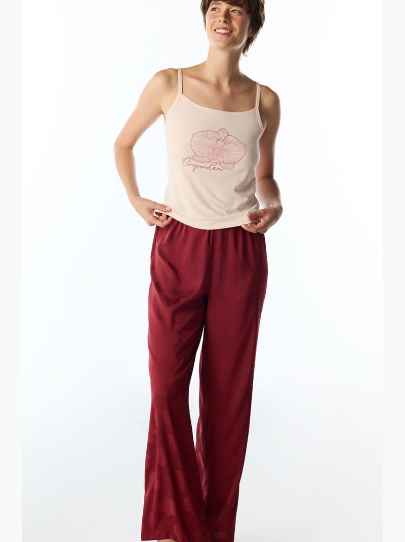Completo pigiama con pantaloni floreale orquidea penti Rosso bordeaux - Kiabi