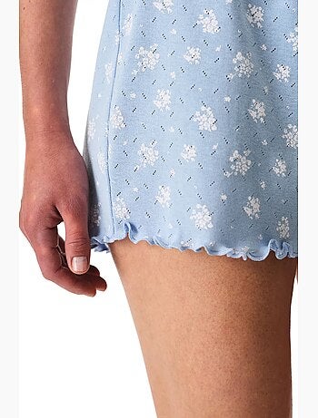 Completo pigiama coralie pointel crunchy con motivo floreale, maniche corte e shorts penti