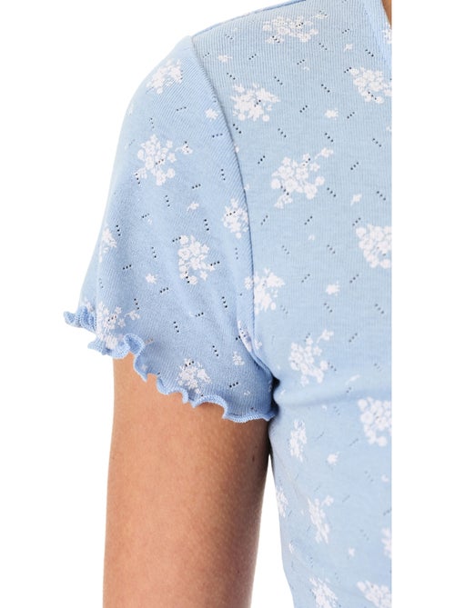 Completo pigiama coralie pointel crunchy con motivo floreale, maniche corte e shorts penti - Kiabi