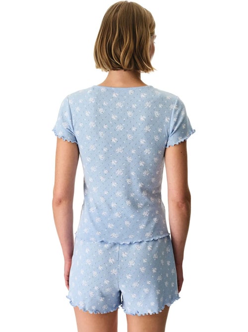 Completo pigiama coralie pointel crunchy con motivo floreale, maniche corte e shorts penti - Kiabi