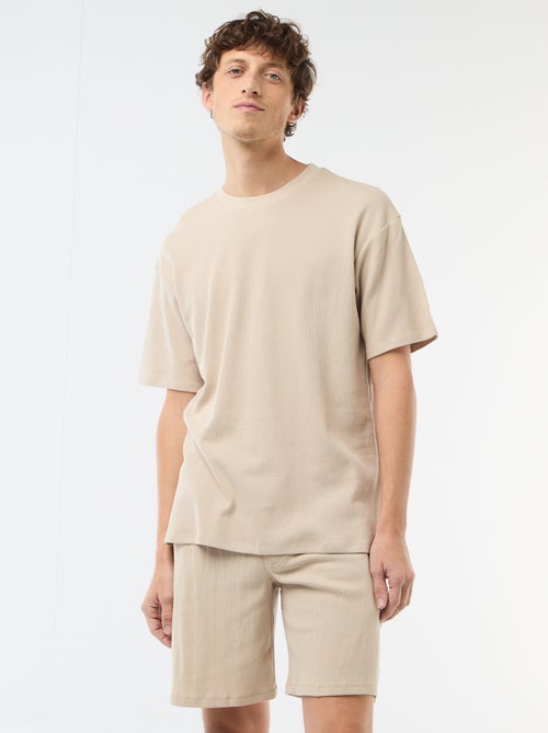 Completo pigiama corto a nido d'ape - 2 pezzi - Kiabi