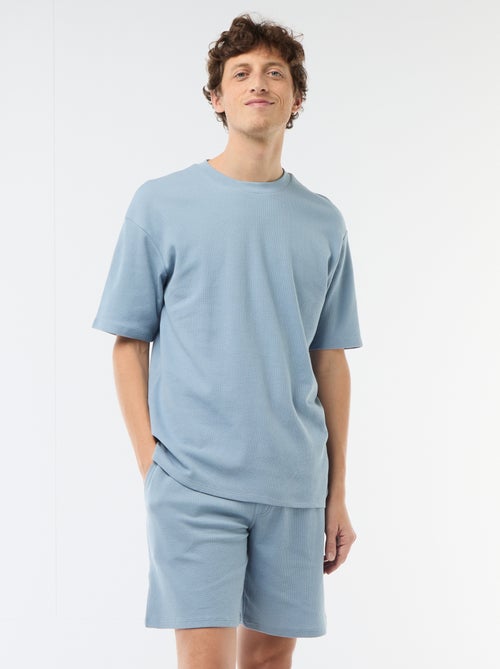 Completo pigiama corto a nido d'ape - 2 pezzi - Kiabi