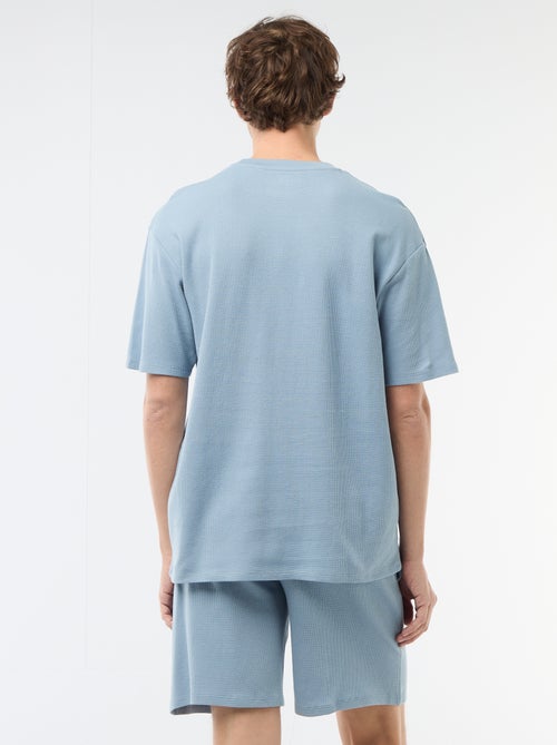 Completo pigiama corto a nido d'ape - 2 pezzi - Kiabi