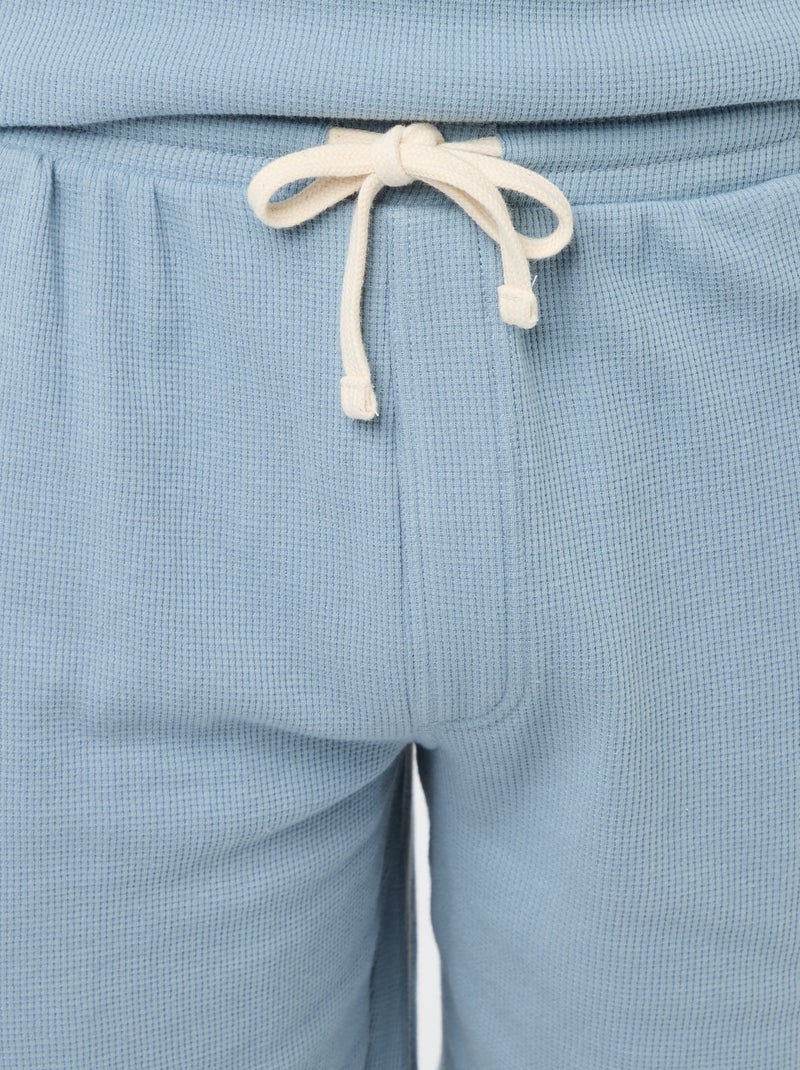 Completo pigiama corto a nido d'ape - 2 pezzi Blu - Kiabi