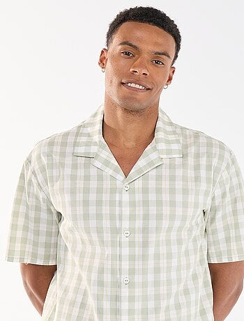 Completo pigiama corto a quadri camicia + pantaloncino - 2 pezzi
