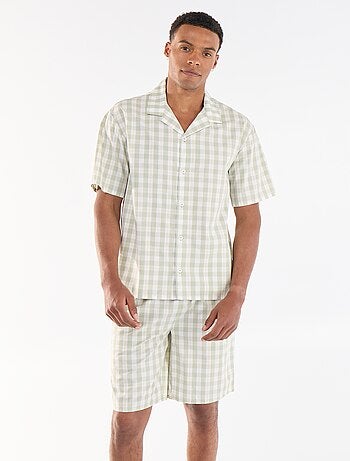 Completo pigiama corto a quadri camicia + pantaloncino - 2 pezzi