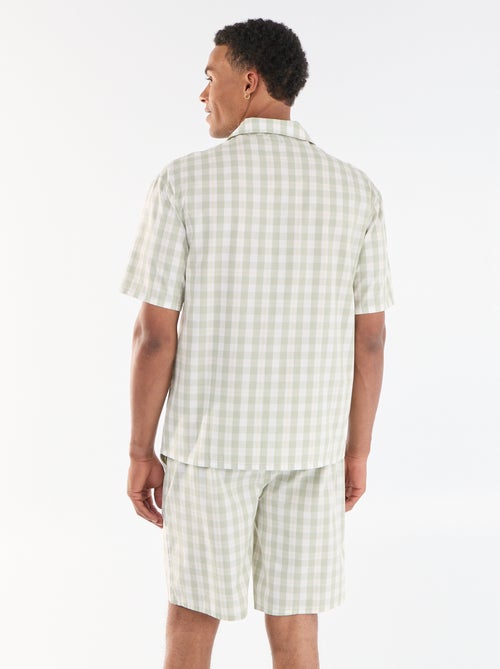 Completo pigiama corto a quadri camicia + pantaloncino - 2 pezzi - Kiabi
