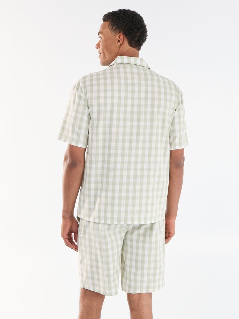 Completo pigiama corto a quadri camicia + pantaloncino - 2 pezzi Verde - Kiabi