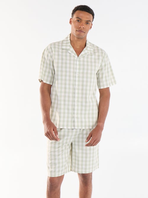 Completo pigiama corto a quadri camicia + pantaloncino - 2 pezzi - Kiabi