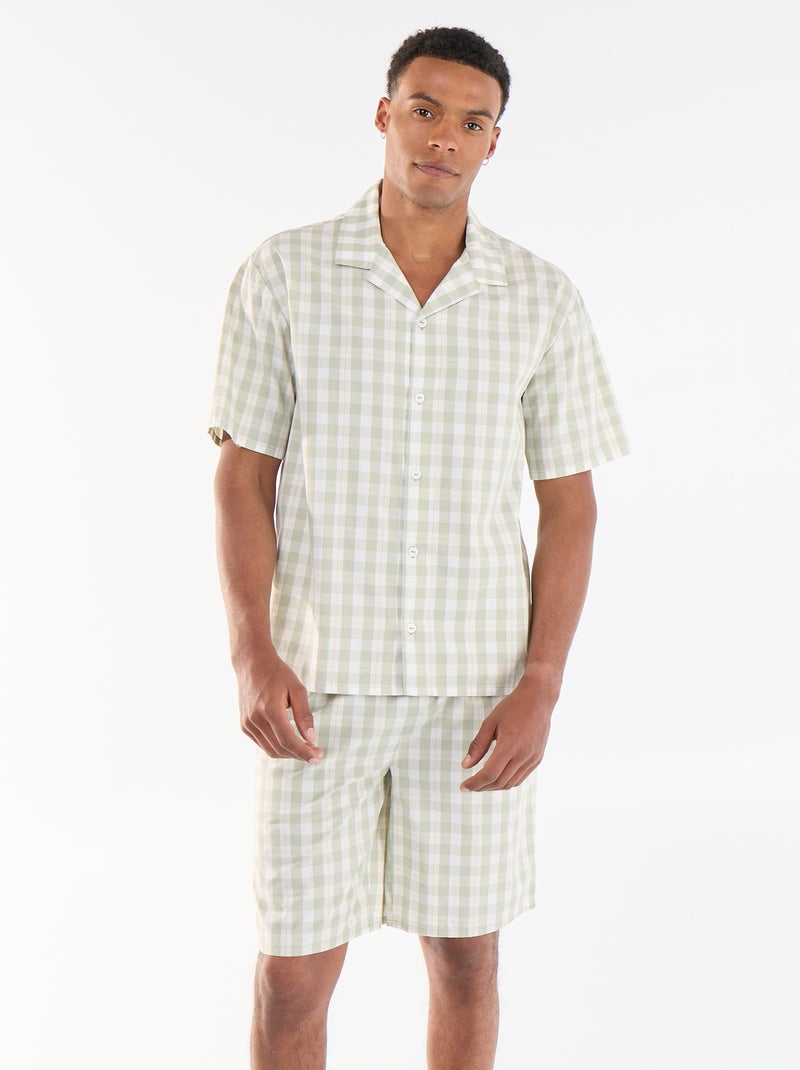 Completo pigiama corto a quadri camicia + pantaloncino - 2 pezzi Verde - Kiabi