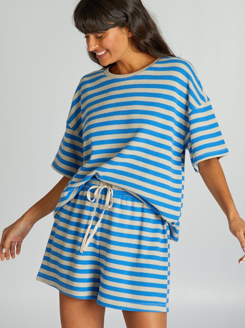 Completo pigiama corto a righe - 2 pezzi BLU - Kiabi