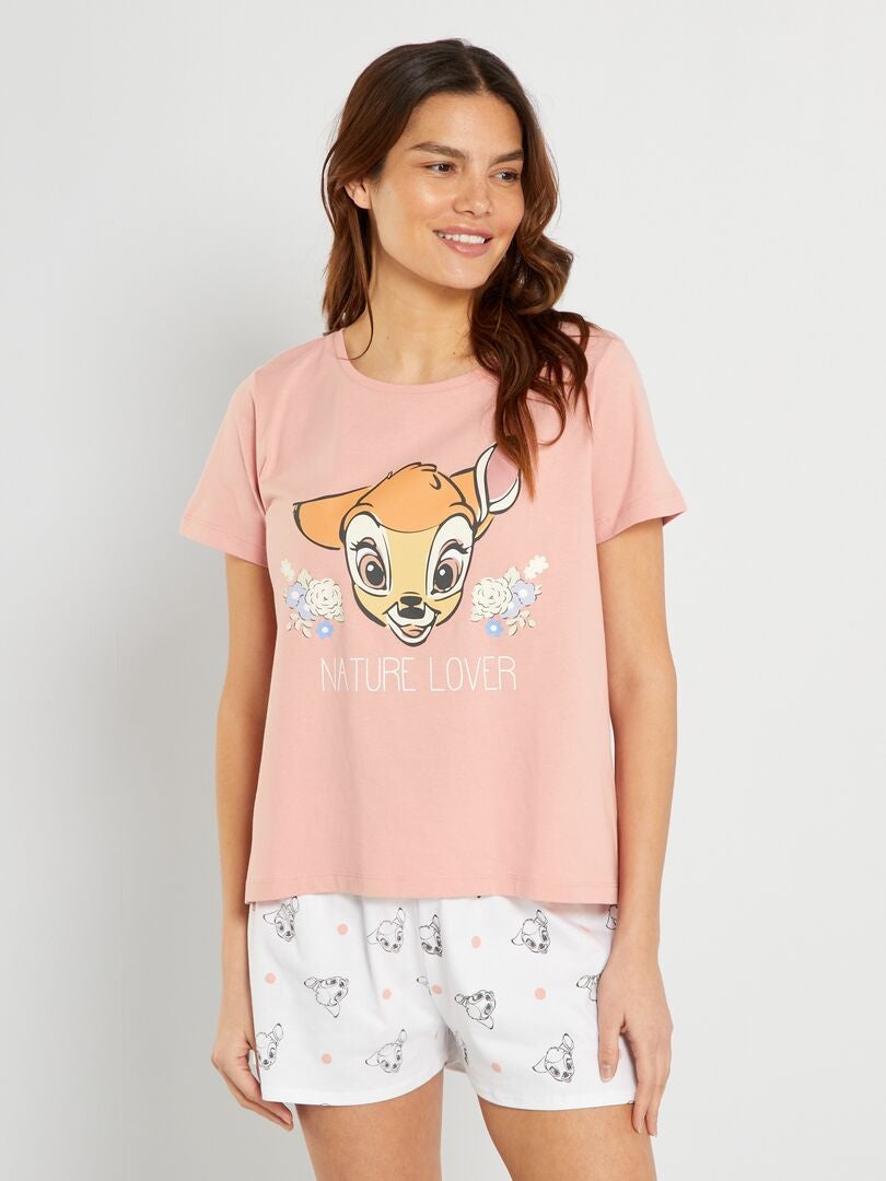 Completo pigiama corto 'Bambi' - 2 pezzi rosa - Kiabi