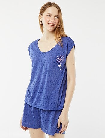 Completo pigiama corto in pointelle shorts + t-shirt - 2 pezzi