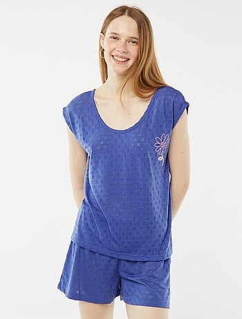 Completo pigiama corto in pointelle shorts + t-shirt - 2 pezzi