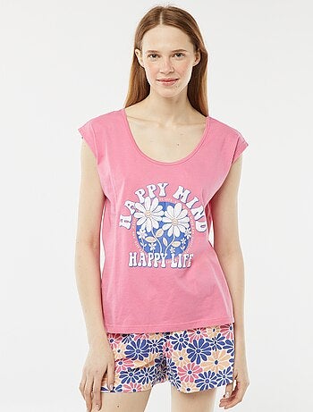 Completo pigiama corto in pointelle shorts + t-shirt - 2 pezzi