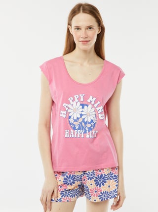 Completo pigiama corto in pointelle shorts + t-shirt - 2 pezzi