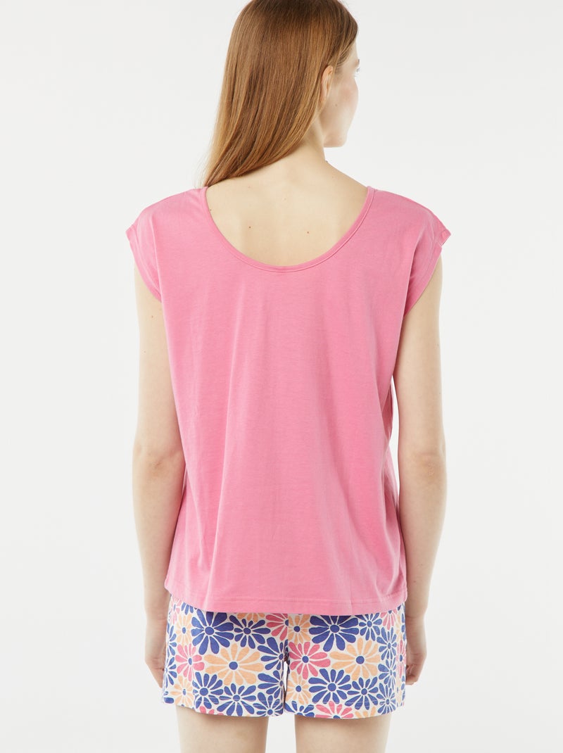 Completo pigiama corto in pointelle shorts + t-shirt - 2 pezzi ROSA - Kiabi