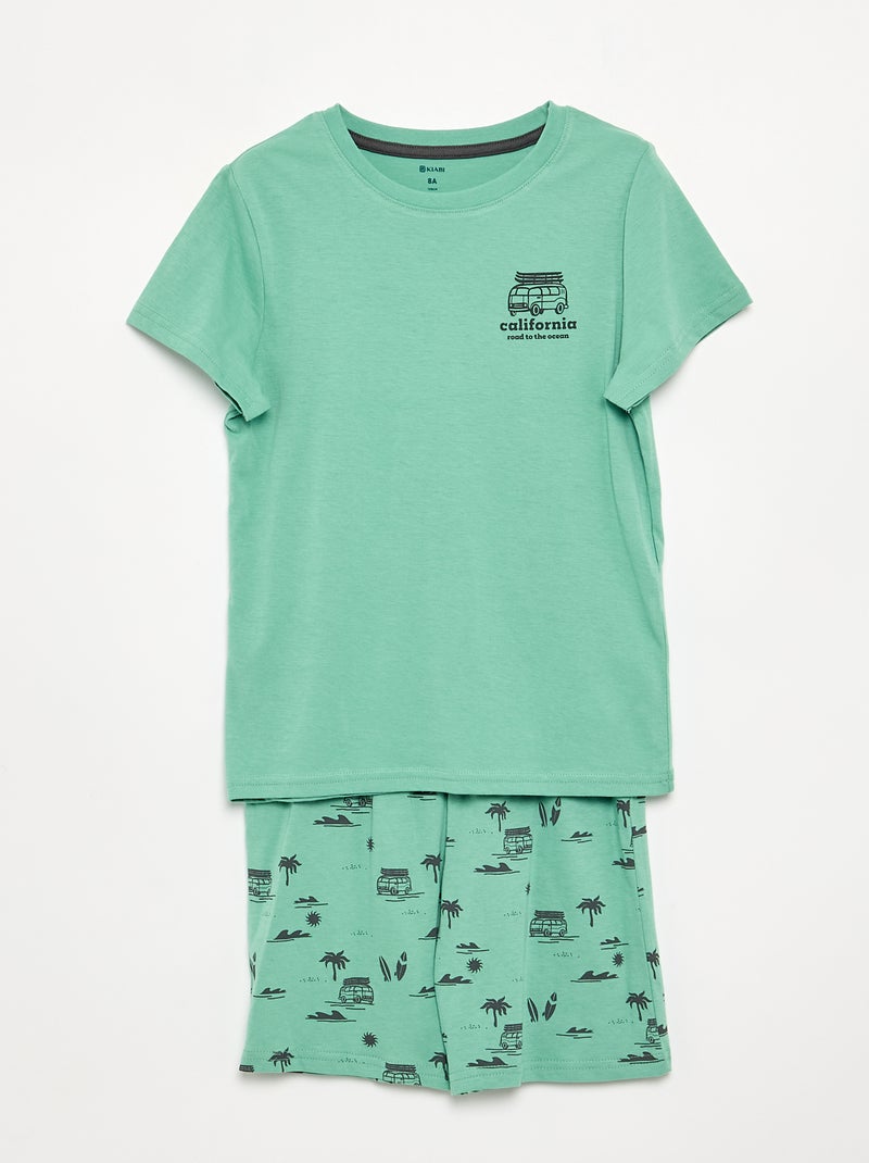 Completo pigiama corto short + t-shirt - 2 pezzi Verde - Kiabi