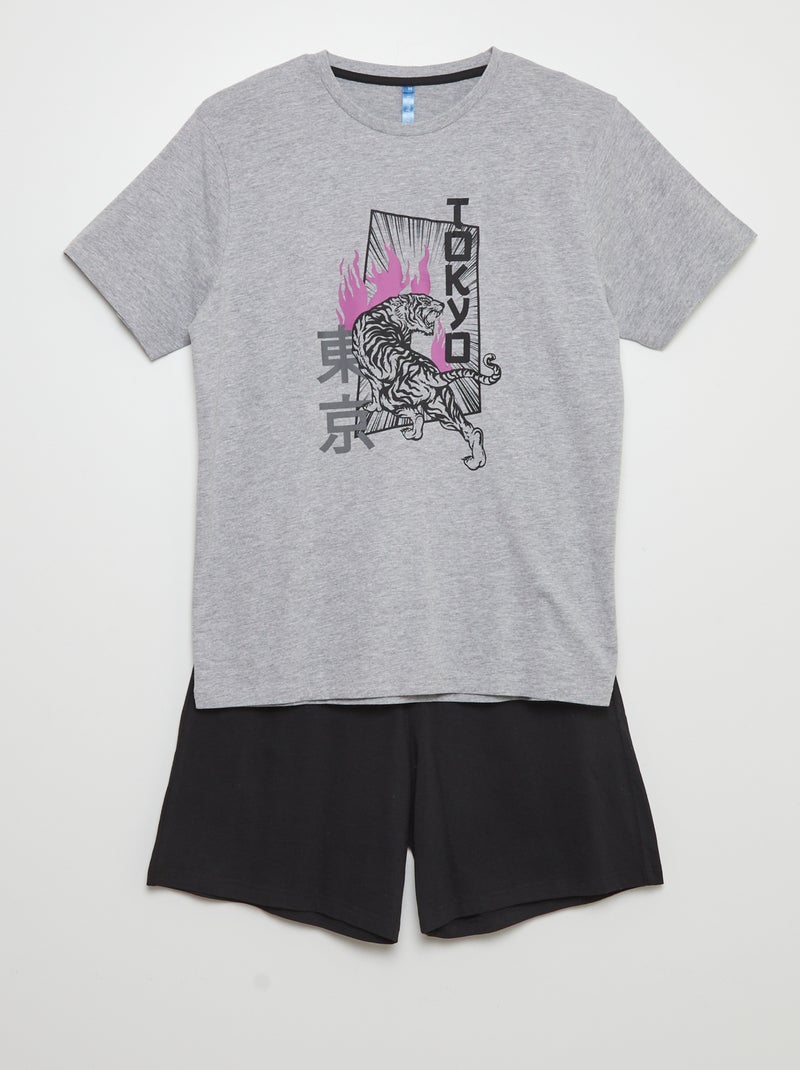 Completo pigiama corto shorts + t-shirt - 2 pezzi GRIGIO - Kiabi