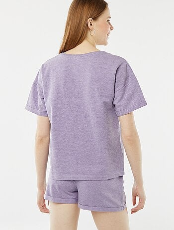 Completo pigiama corto shorts + t-shirt con ricami - 2 pezzi
