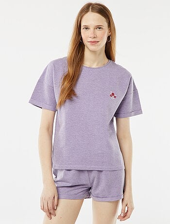 Completo pigiama corto shorts + t-shirt con ricami - 2 pezzi