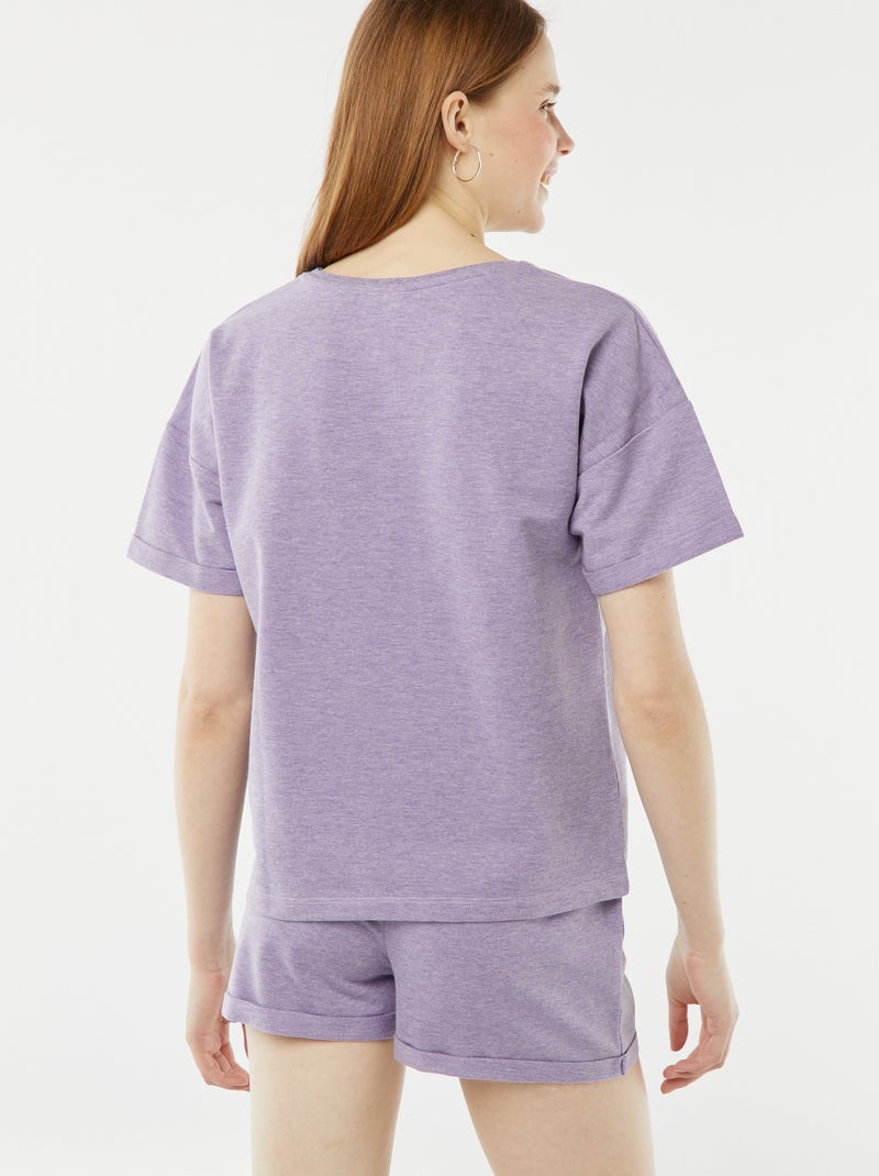 Completo pigiama corto shorts + t-shirt con ricami - 2 pezzi ROSA - Kiabi