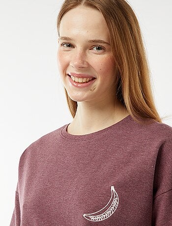 Completo pigiama corto shorts + t-shirt con ricami - 2 pezzi