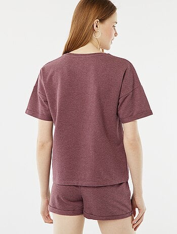 Completo pigiama corto shorts + t-shirt con ricami - 2 pezzi