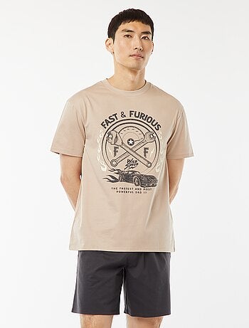 Completo pigiama corto shorts + t-shirt 'Fast and Furious' - 2 pezzi