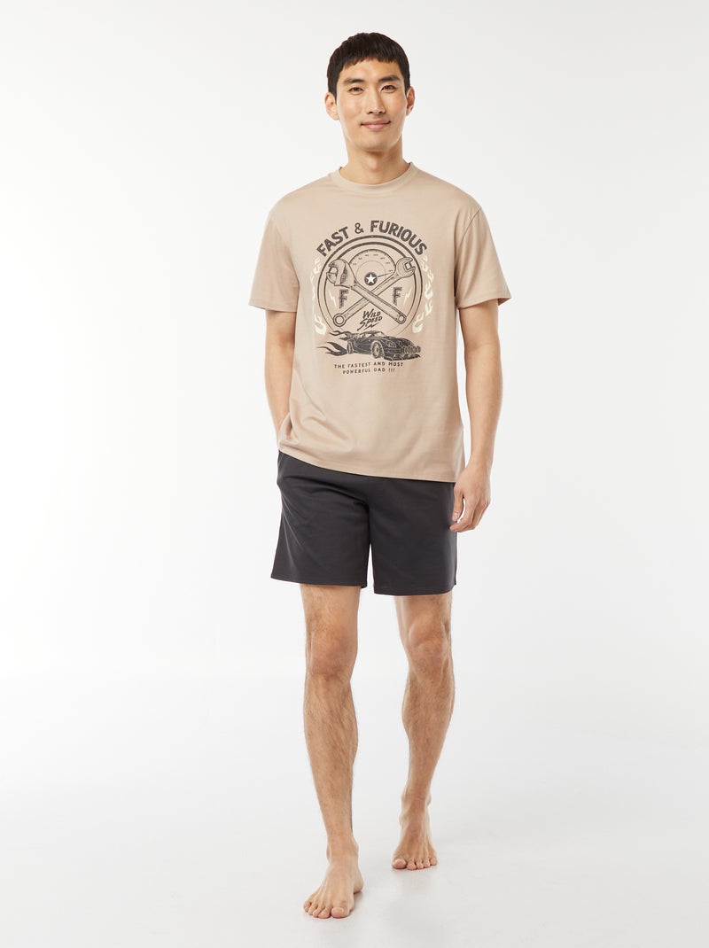 Completo pigiama corto shorts + t-shirt 'Fast and Furious' -  2 pezzi MARRONE - Kiabi