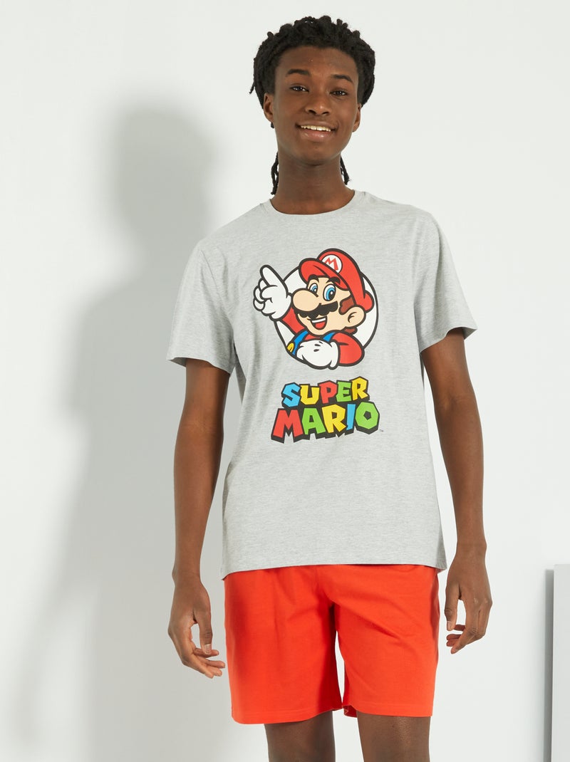 Completo pigiama corto 'Super Mario' grigio rosso - Kiabi