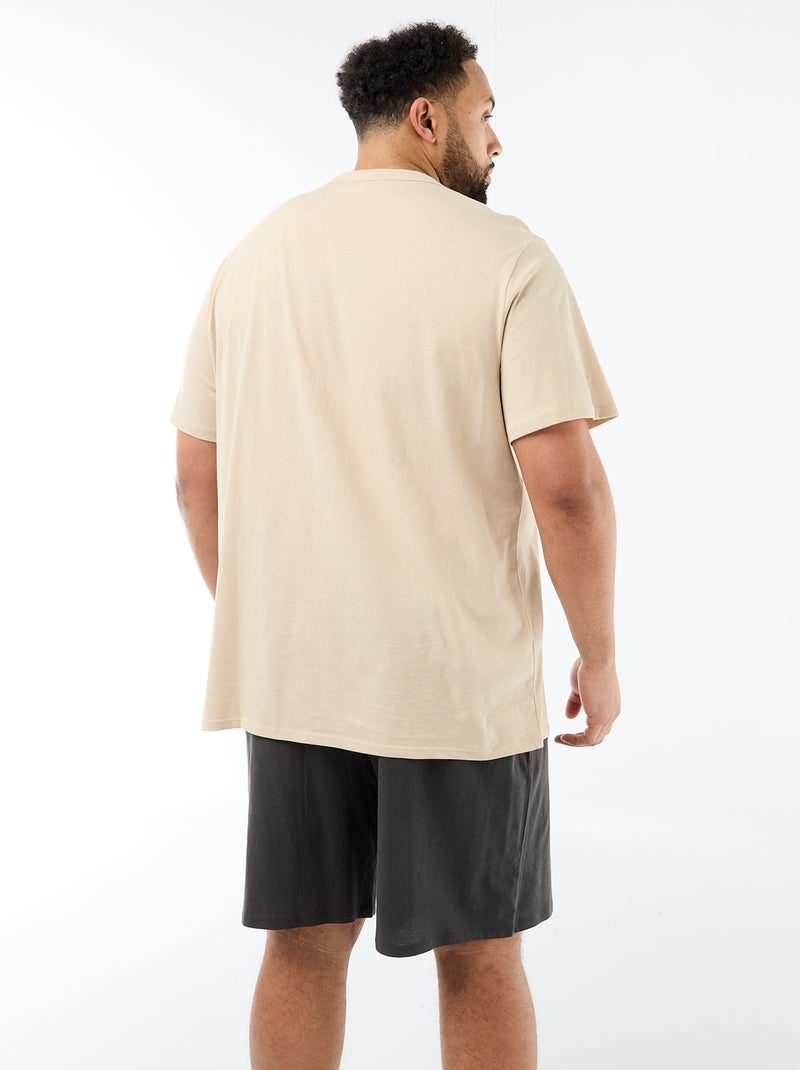 Completo pigiama corto t-shirt + pantaloncini - 2 pezzi Beige - Kiabi