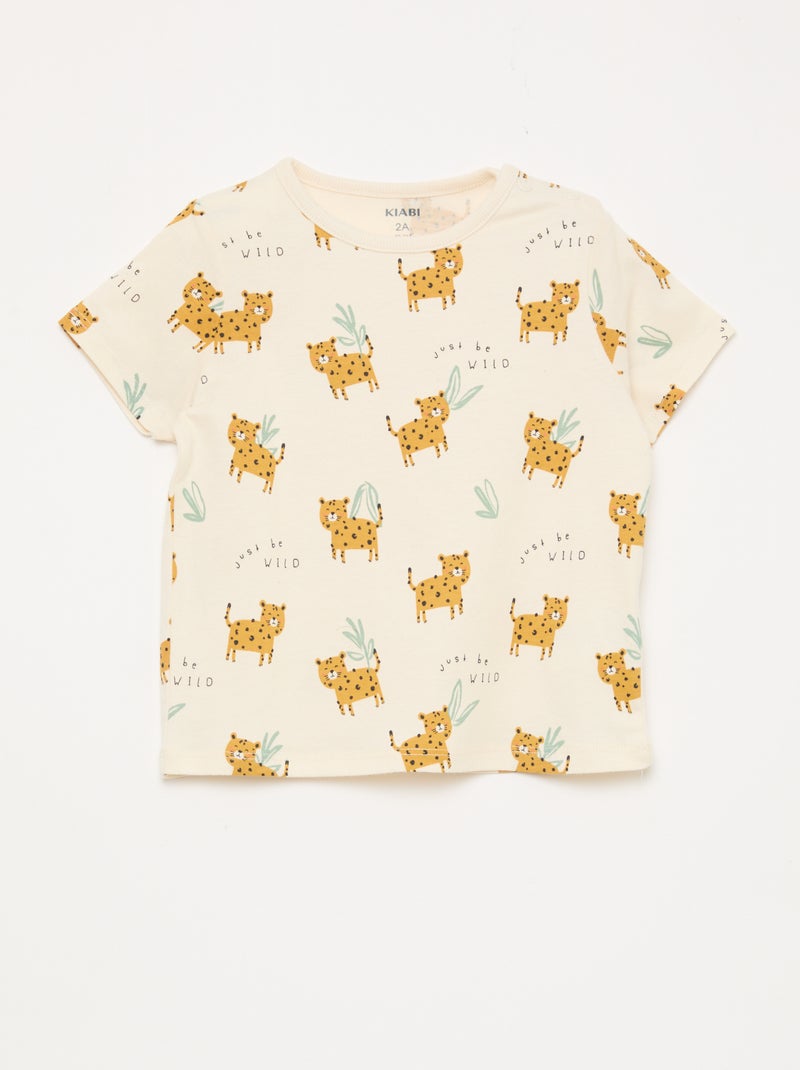 Completo pigiama corto t-shirt + short - 2 pezzi Beige - Kiabi