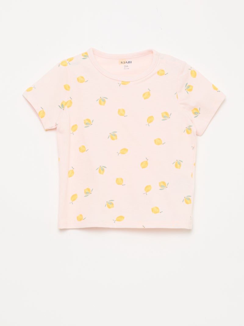 Completo pigiama corto t-shirt + short - 2 pezzi Rosa - Kiabi