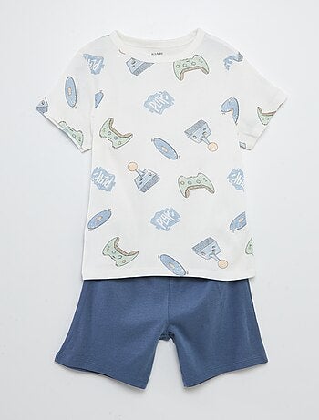Completo pigiama corto t-shirt + shorts con stampe - 2 pezzi