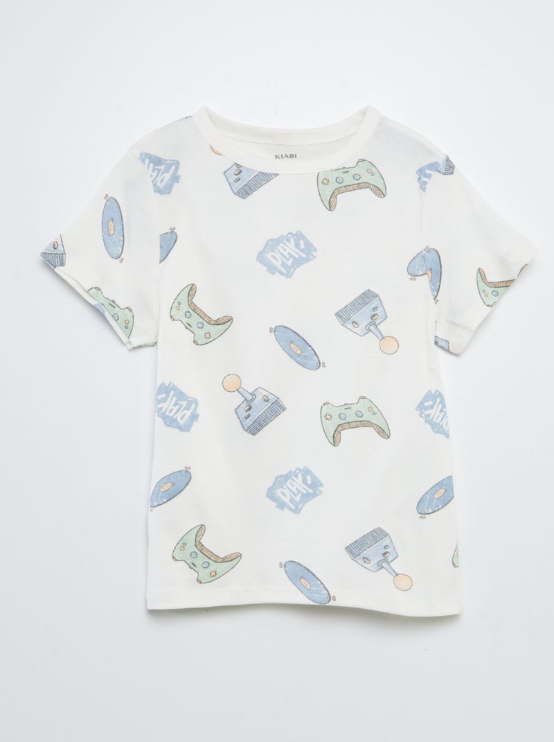 Completo pigiama corto t-shirt + shorts con stampe - 2 pezzi BIANCO - Kiabi