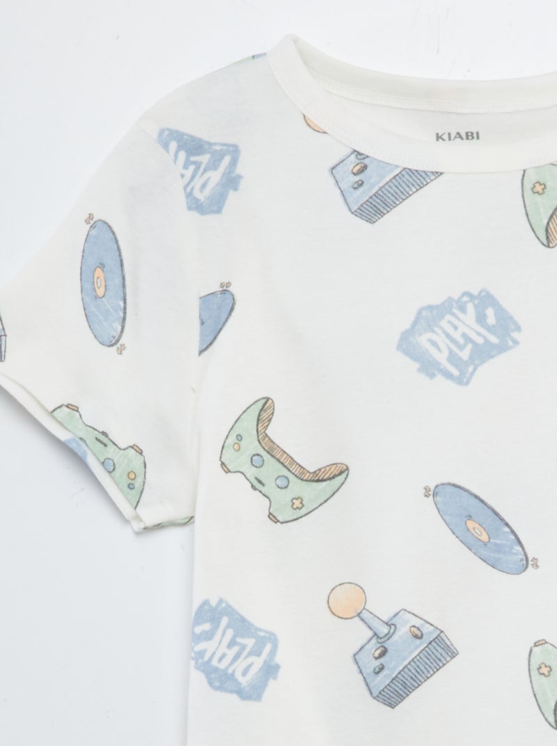 Completo pigiama corto t-shirt + shorts con stampe - 2 pezzi BIANCO - Kiabi