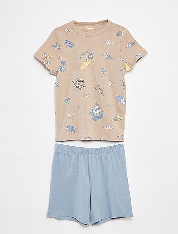 Completo pigiama corto t-shirt + shorts con stampe - 2 pezzi