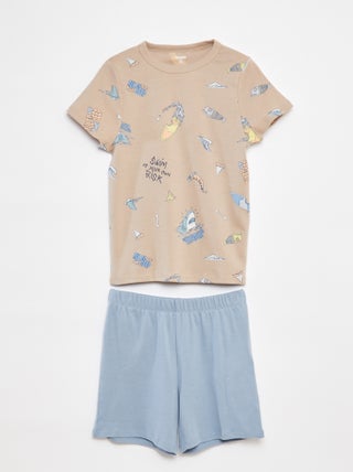 Completo pigiama corto t-shirt + shorts con stampe - 2 pezzi