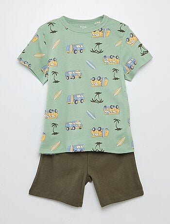 Completo pigiama corto t-shirt + shorts con stampe - 2 pezzi