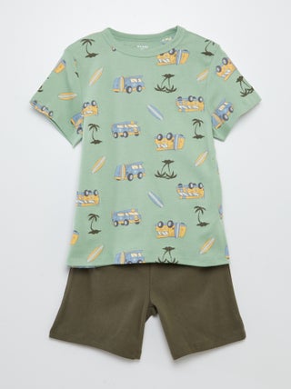 Completo pigiama corto t-shirt + shorts con stampe - 2 pezzi