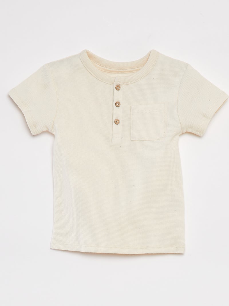 Completo pigiama corto t-shirt + shorts in maglia goffrata - 2 pezzi BIANCO - Kiabi