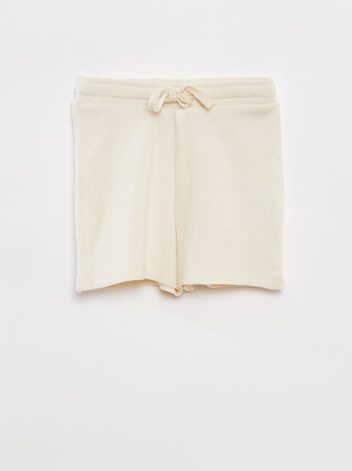 Completo pigiama corto t-shirt + shorts in maglia goffrata - 2 pezzi - Kiabi