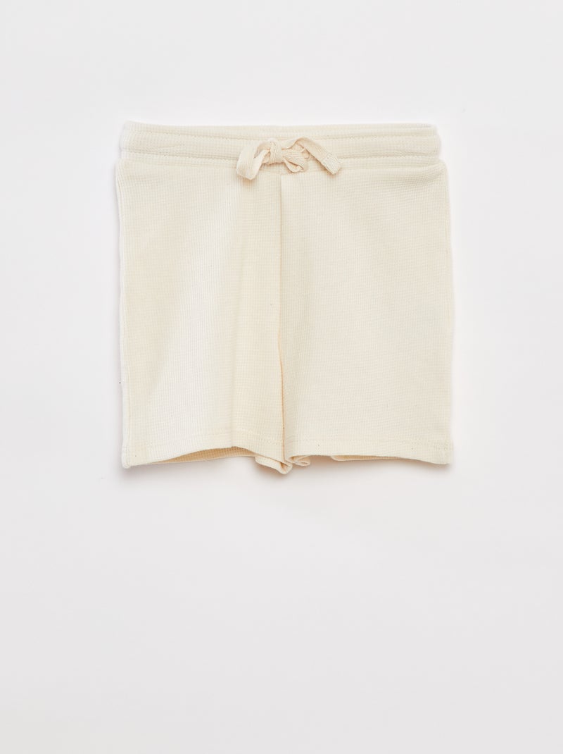 Completo pigiama corto t-shirt + shorts in maglia goffrata - 2 pezzi BIANCO - Kiabi