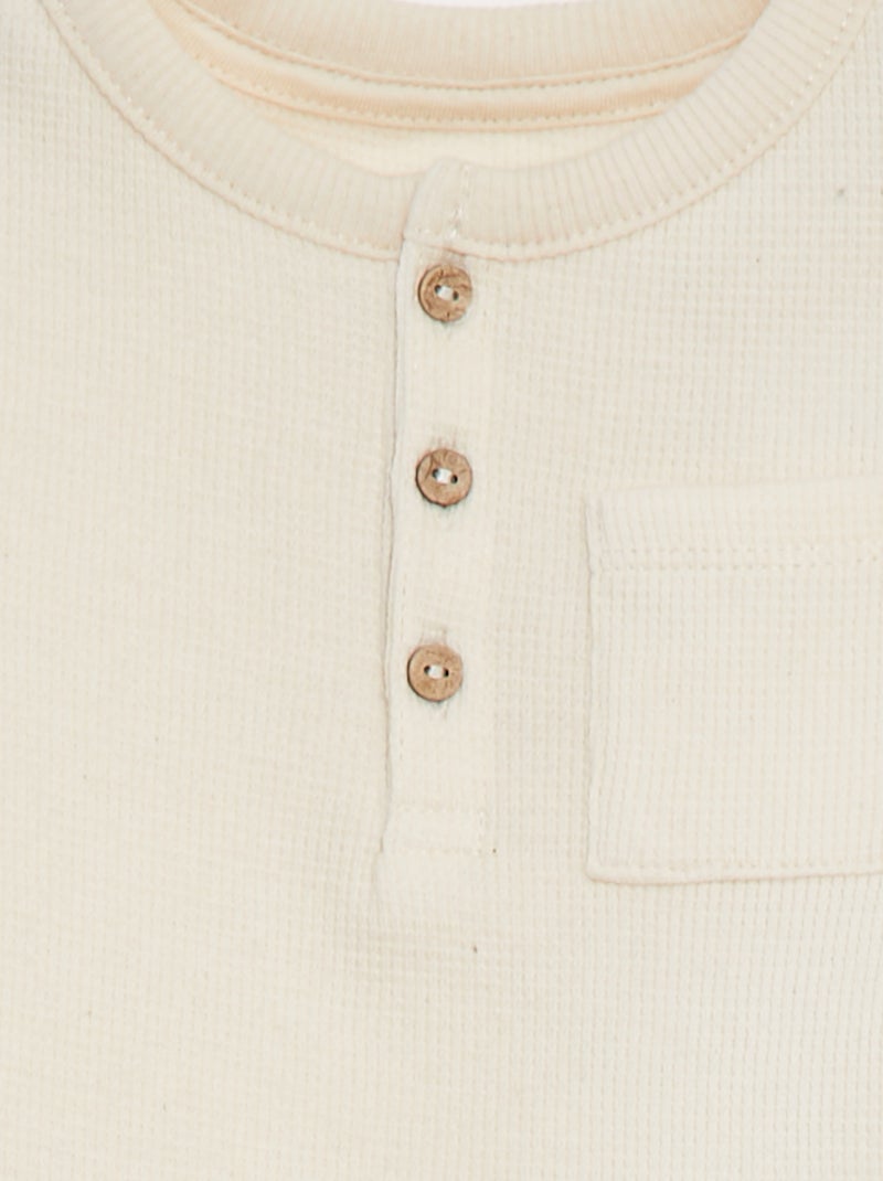 Completo pigiama corto t-shirt + shorts in maglia goffrata - 2 pezzi BIANCO - Kiabi