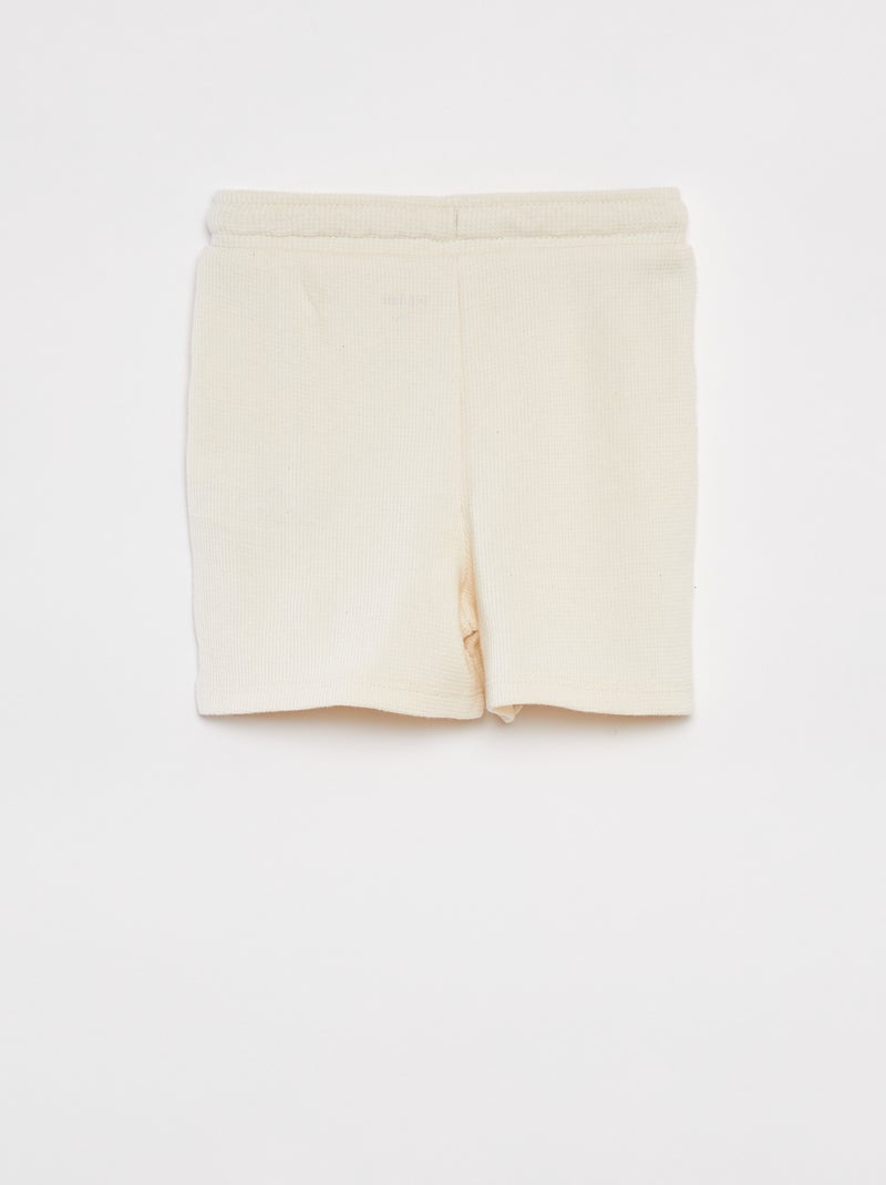 Completo pigiama corto t-shirt + shorts in maglia goffrata - 2 pezzi BIANCO - Kiabi