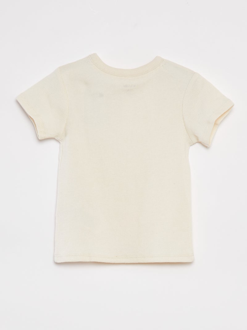 Completo pigiama corto t-shirt + shorts in maglia goffrata - 2 pezzi BIANCO - Kiabi