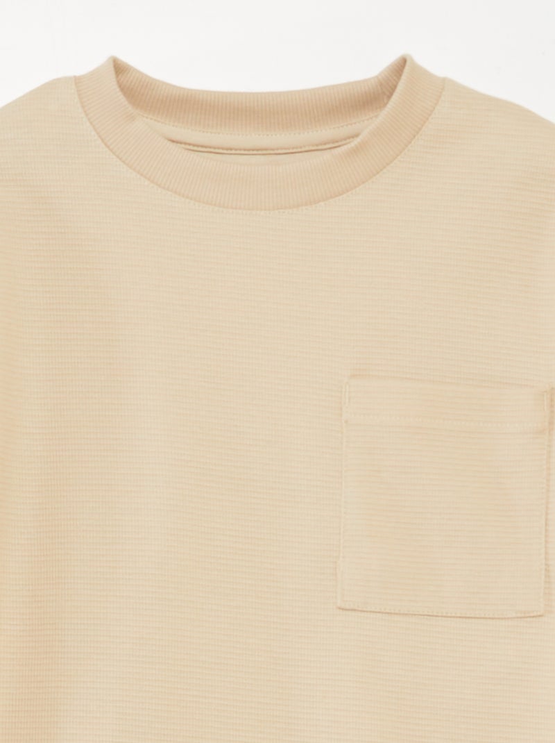 Completo pigiama corto tessuto goffrato - 2 pezzi BEIGE - Kiabi